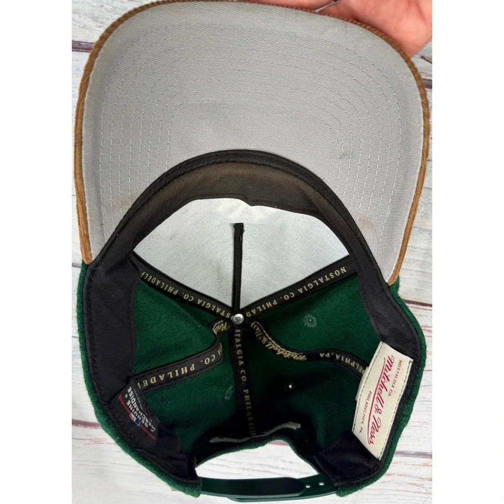 Mitchell & Ness New York Yankees Snapback Hat Green Wool Tan Corduroy Brim MLB